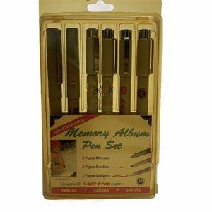 Vtg Sakura‎ Archival Memory Album Pen Set 6 Pigma